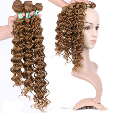 Wholesale 16''18''20''Red Natural Ombre Body Deep Wave Weft Weave Natural Black Color Curly Afro Bundle Synthetic Hair Extension